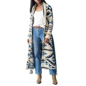 Faherty B.Yellowtail Paloma Duster Cardigan Aztec Native Western Sz M NO BELT